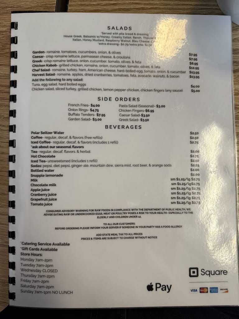 Lincoln's Landing Menu 1