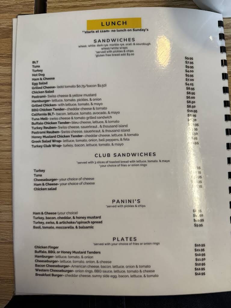 Lincoln's Landing Menu 3