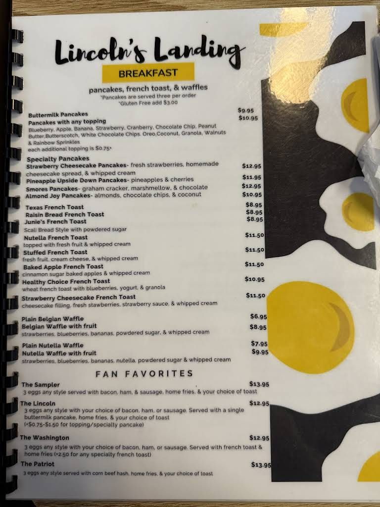Lincoln's Landing Menu 5