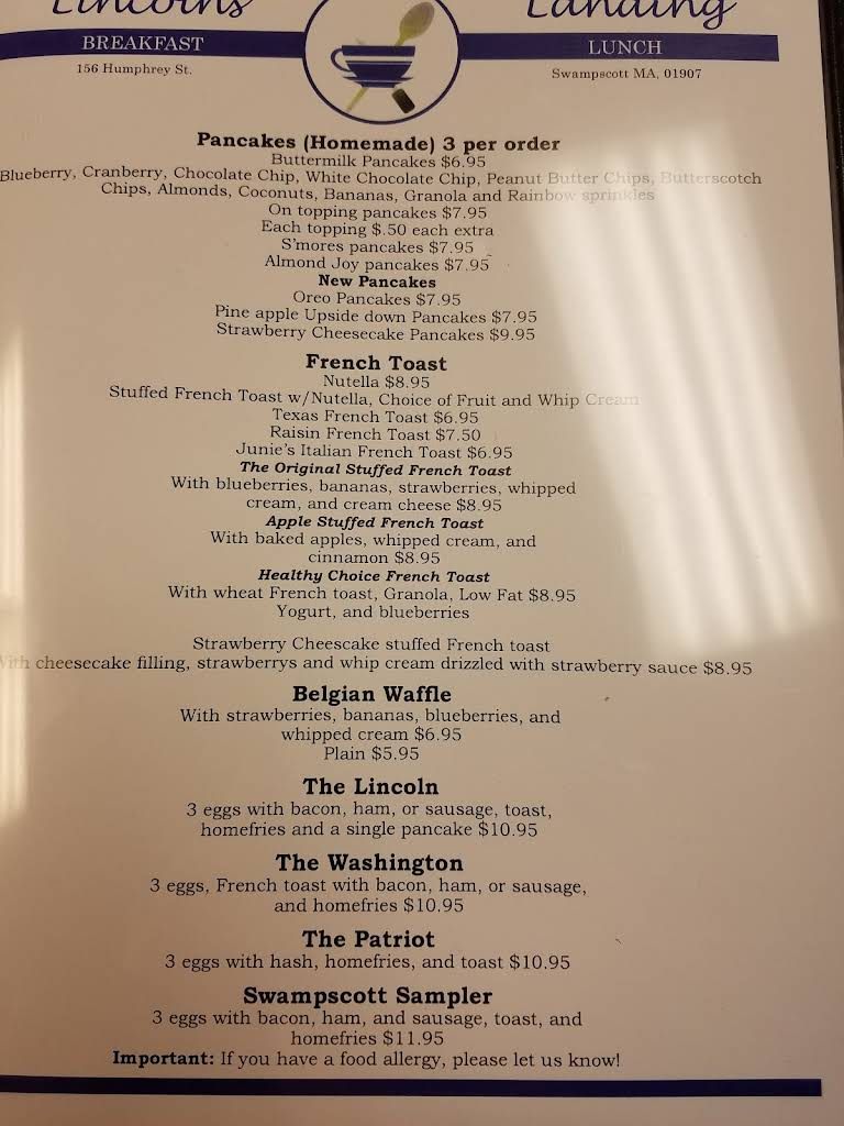 Lincoln's Landing Menu 7